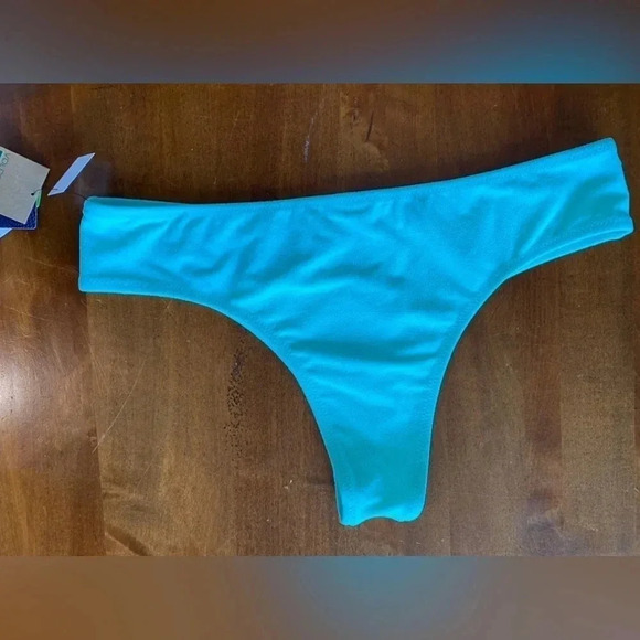 Volcom Women's Simply Soft Cheeky Bikini Swim Bottoms Pale Aqua Large NEW - Picture 3 of 5